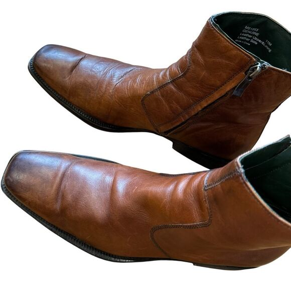 Kenneth Cole Burnished Leather Ankle Boots - Picture 3 of 10